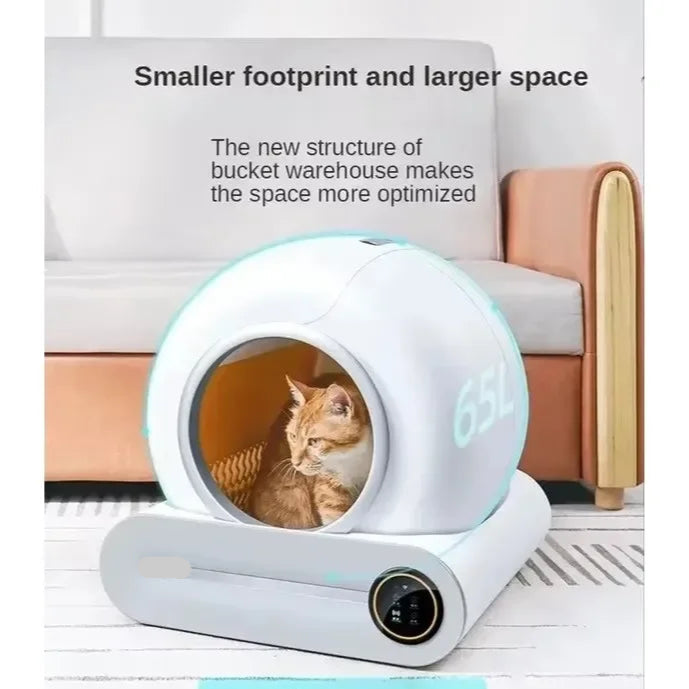Automatische Kattenbak - Slimme Kattenbak - Zelfreinigende Kattenbak - App-gestuurd - 65L - Katten Toilet Systeem - Extra Grote - voor Katten