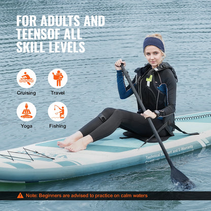 Supboard - Paddle Board - Peddelplank - Surfplank - Opblaasbaar - met Zitje - Inc. Klittenbandsluiting - Voor - Bevestigingspunten - Peddel - Vin - Reparatieset - Stoel - Handpomp - Waterdichte Telefoonhoes - Draagtas - 304.8 x 83.8 x 15.2 cm - Turkoois