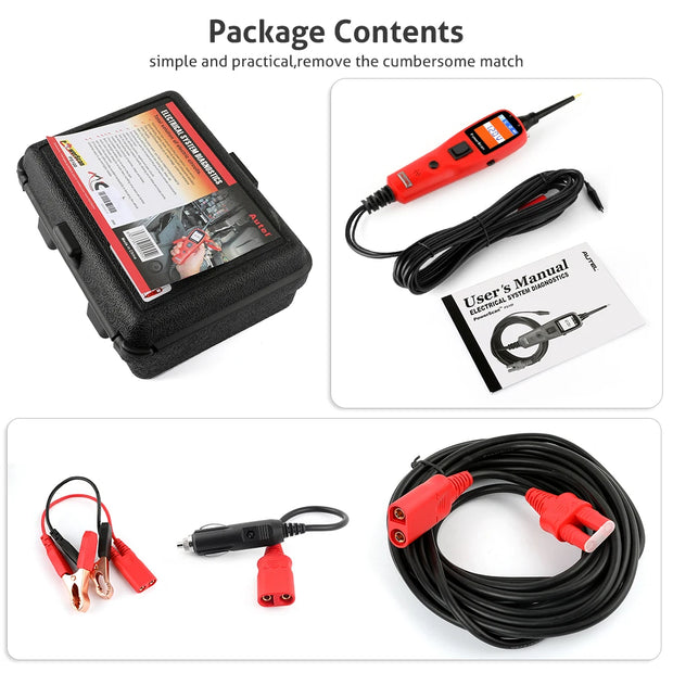 Elektrische Circuittester - Slimme Testerpen voor Auto - Snel Achterlichten - Richtingaanwijzercircuits - Slechte Stopcontacten Controleren - Automotive Circuit Tester Tool - 12V - 24V - AVOmeter - Diagnosetool - Rood