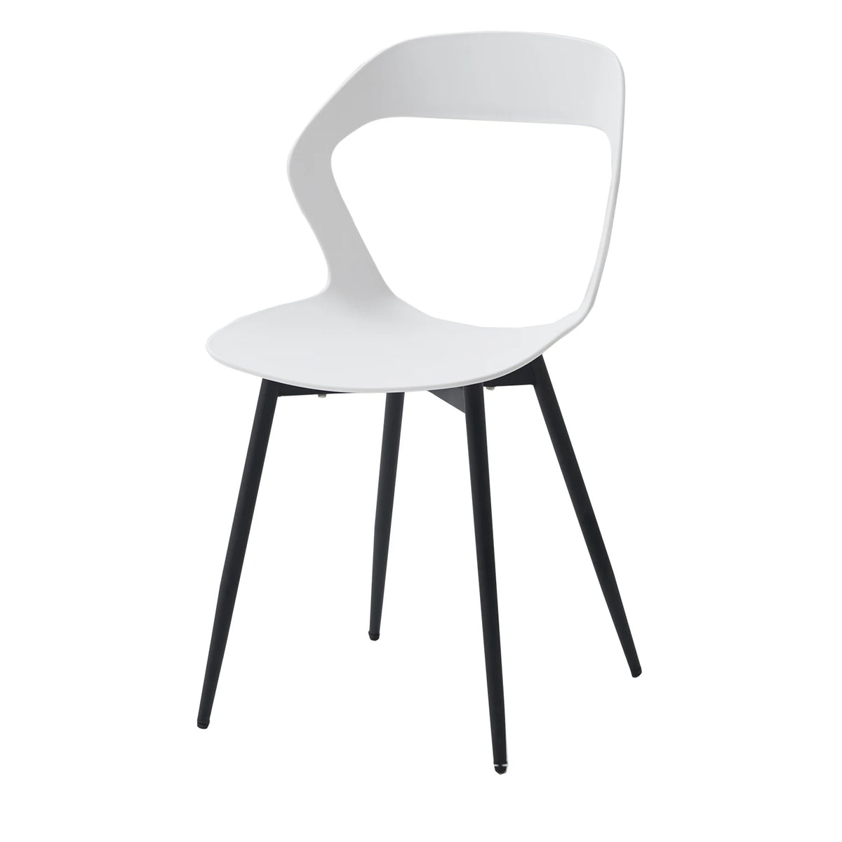 Eetkamerstoelen - Set van 6 - Koffiestoel - Moderne - Rugleuning – Minimalistisch Design – Kunststof Zitting - Metalen Poten – Wit