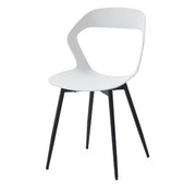 Dining Room Chairs - Chair - Dining Room Chair - Set of 6 - Coffee Chair - Modern - Backrest - Minimalist Design - Plastic Seat - Metal Legs - White