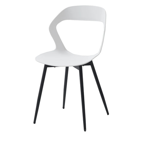 Dining Room Chairs - Chair - Dining Room Chair - Set of 6 - Coffee Chair - Modern - Backrest - Minimalist Design - Plastic Seat - Metal Legs - White