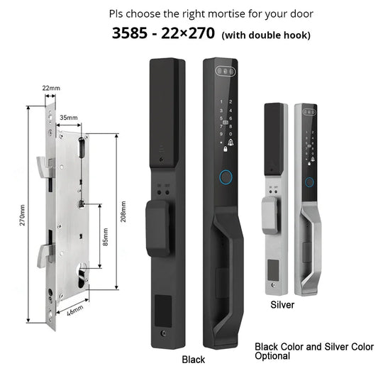 For Euro Mortise of 85/92 3D Face Recognition Smart Door Lock Tuya App Control IP68 Waterpoof Wifi Eletric Digital Smart Lock - QUORE