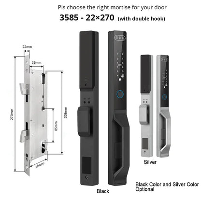 For Euro Mortise of 85/92 3D Face Recognition Smart Door Lock Tuya App Control IP68 Waterpoof Wifi Eletric Digital Smart Lock - QUORE