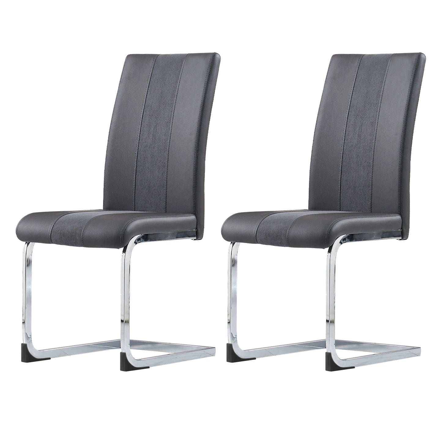 JYMTOM Dining Room Chairs Faux Leather Cantilever Swing Chairs Kitchen Chairs with High Backrest Chrome-Plated Metal Frame - QUORE
