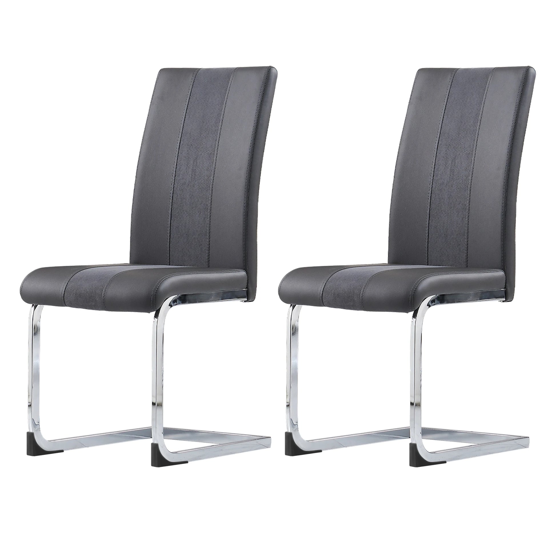 JYMTOM Dining Room Chairs Faux Leather Cantilever Swing Chairs Kitchen Chairs with High Backrest Chrome-Plated Metal Frame - QUORE