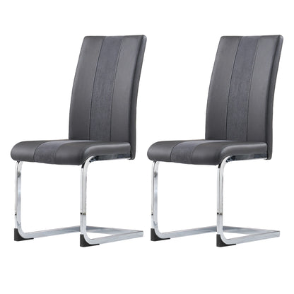 JYMTOM Dining Room Chairs Faux Leather Cantilever Swing Chairs Kitchen Chairs with High Backrest Chrome-Plated Metal Frame - QUORE