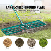 Lawn Rake - Leaf Rake - Rake - Leveling Rake - Lawn Leveler - Heavy Duty Lawn Leveling Rake - 10x36inch - with 78inch Steel Extended Handle - for Garden Golf Lawn Farm