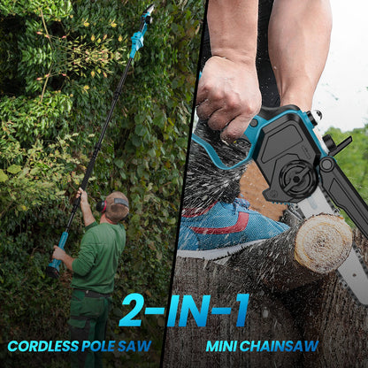 Brushless 600W Telescoping Pole Electric Chainsaw 8inch 2in1 High Branch Saw Garden Power Tool For 21V 18V Battery