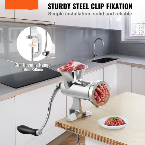 Manual Meat Grinder - Food Processor - Food Robot - Vegetable Slicer - Food Processor - Mincer - Silver