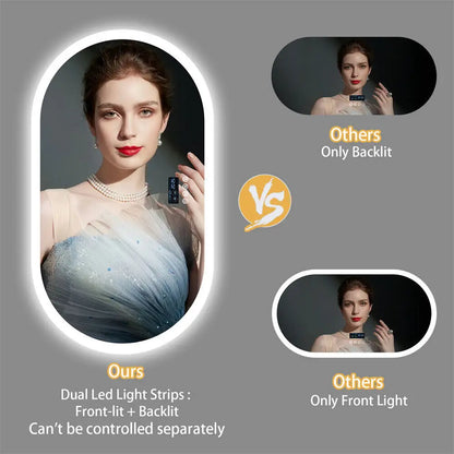 Ovale Spiegel – Badkamerspiegel – Verlichte Spiegel – Bluetooth Spiegel – Anti-Fog – Led-Verlichting – Aluminium Frame