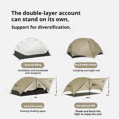 Campingtent – Kampeertent – Pop-up Tent – Lichtgewicht Tent – Waterdichte Tent – Ultralicht 2-Persoons – Duurzaam Nylon & Hoge Waterkolom