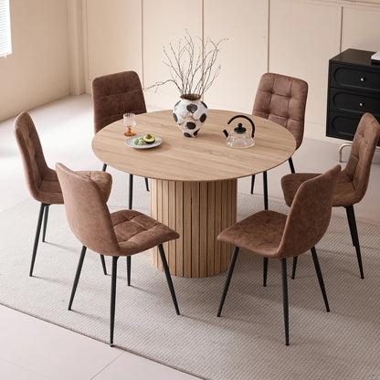 Ronde Eettafel – Eettafel Rond – Ronde Tafel – Keukentafel – Scandinavische Eettafel – Lichtbruin – Ø120 cm voor 4-6 Personen – Stevig Houten Frame