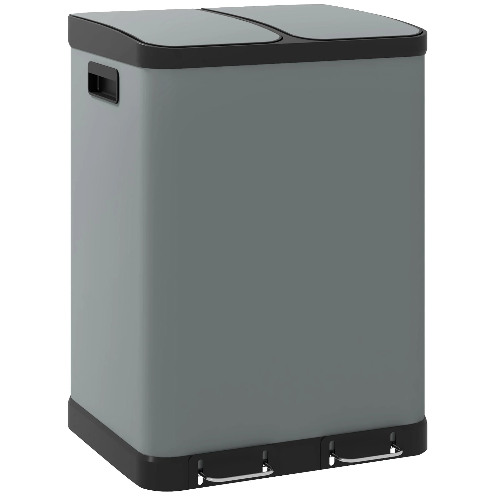 Dubbele Afvalbak – Afvalemmer – Vuilnisbak – Afvalscheider – Prullenbak – 2X30 Liter – Vingerafdrukbestendig – Voetpedaal - QUORE