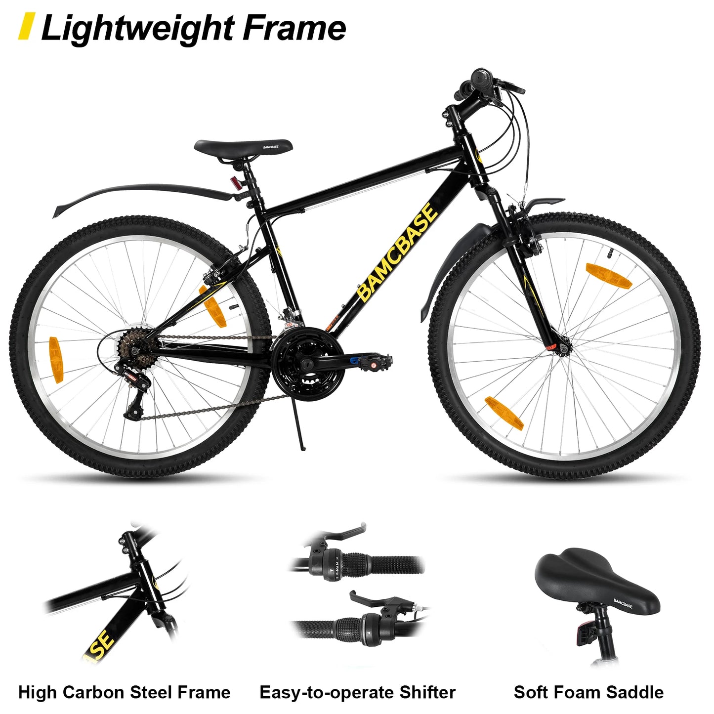 HILAND 26 27 Inch Mountain Bike, Mens Womens MTB with 18 Speeds, High-Tensile Steel Frame, V Brake, Hardtail Bicycle for Adults