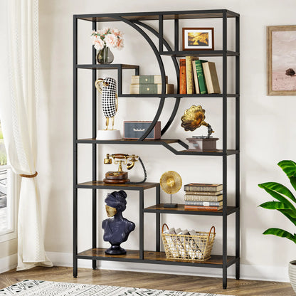 Boekenkast – Open Kast – Boekenplank – Plantenstandaard – Industriële Stijl – Houten Panelen Met Metalen Frame – Verstelbare Pootjes En Anti-Omvalbeugel