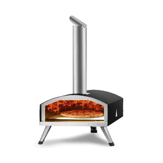 Vevor - Draagbare Pizza Oven - 540mm x 410mm -  Gas Houtpellets - Food Grade Stainless Steel - Brandstofladecapaciteit 101Lb - Zwart