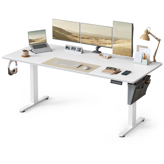 Elektrisch Verstelbaar Bureau – Zit-Sta Bureau – Bureautafel – Laptoptafel – Hoogte Verstelbaar – Geheugenfunctie – Stil Motor - Wit
