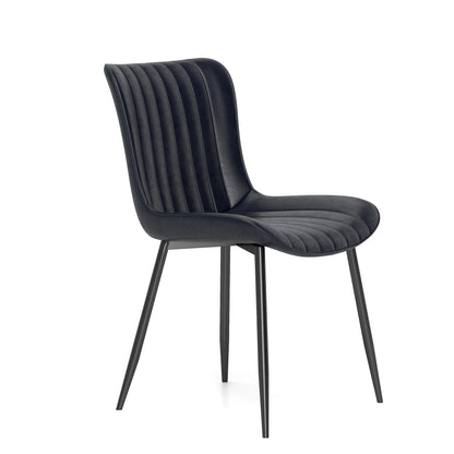 Black PU Dining Chairs, Set of 4 – Modern Faux Leather Armchairs for Kitchen & Dining Area