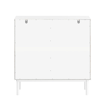 Sideboard – Dressoir – Buffetkast – Opbergkast – Schoenenkast – Wit-Naturel – MDF En Metaal – Compact Formaat 75x76x35 cm