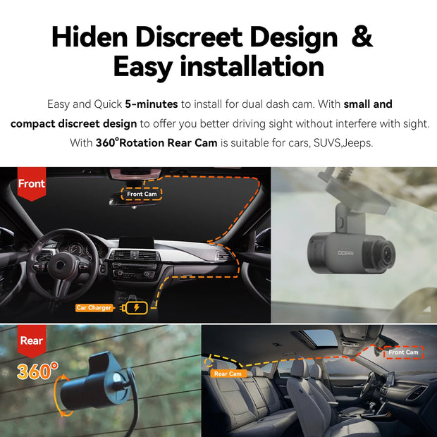 N3 Pro - Dashcam voor Auto - met GPS - Wifi - Dashcams - FullHD video - 1600P HD - Super compact - Zwart