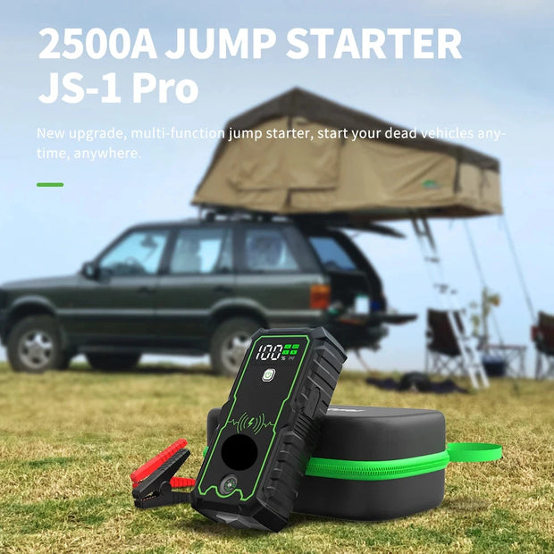 Jumpstarter - Jumpstarter voor Auto - 12V - 2500A - 10W - Startapparaat voor Auto - Jumpstarter met Powerbank - Multifunctionele Jumpstarter - Zwart