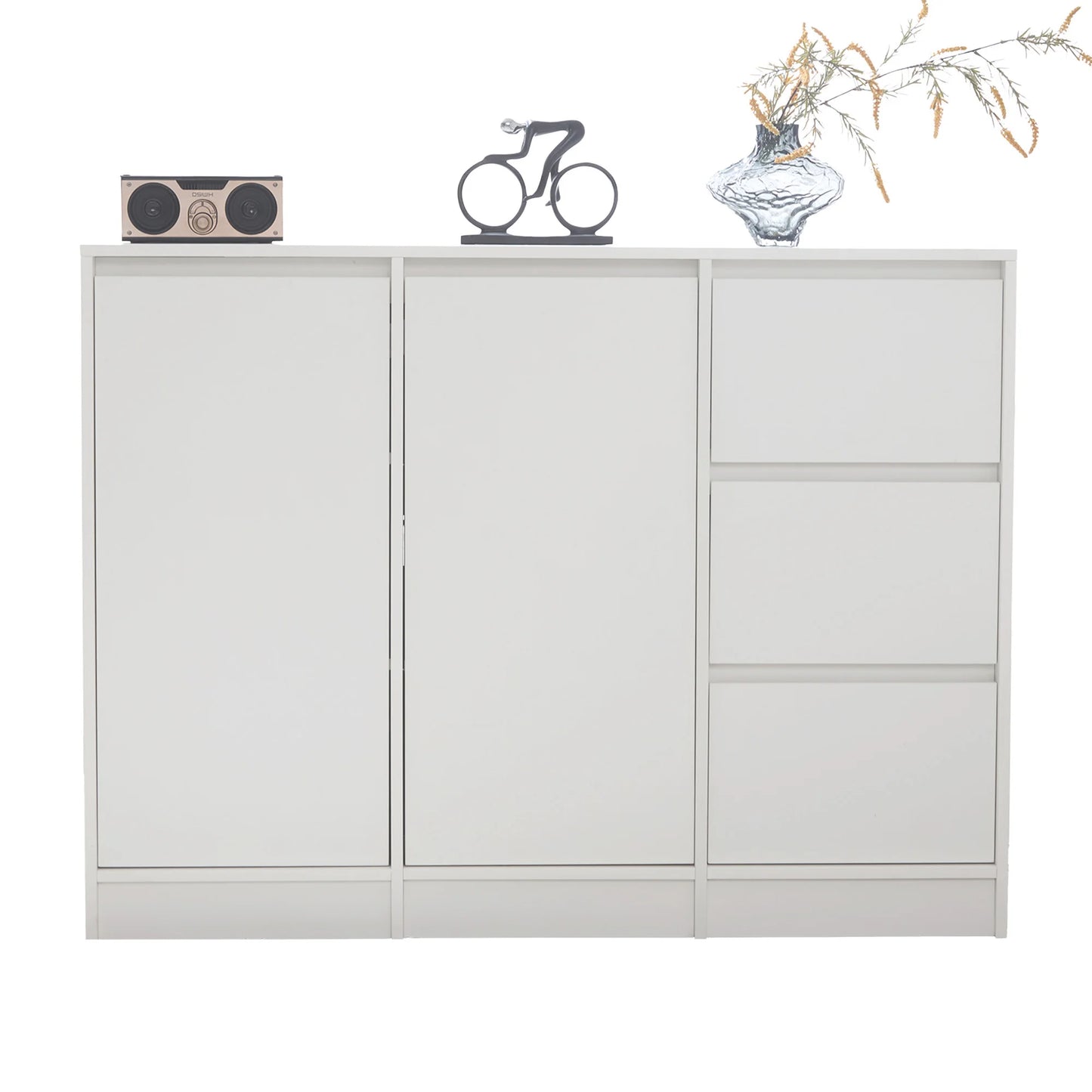 Kast - Dressoirs - 12 laden - Ladekast - Opbergkast - Halmeubel - 90 cm x 35 cm x 120 cm - Wit - QUORE