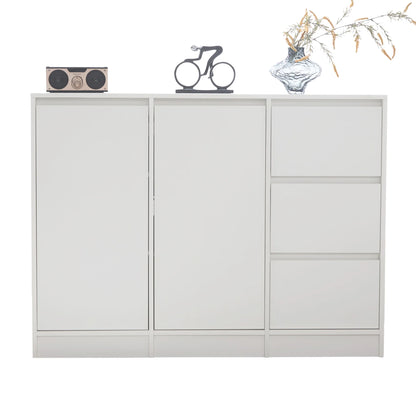 Kast - Dressoirs - 12 laden - Ladekast - Opbergkast - Halmeubel - 90 cm x 35 cm x 120 cm - Wit - QUORE