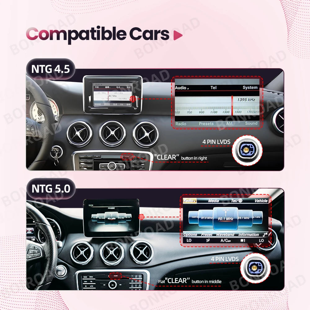 Multimediasysteem Autoradio Mercedes-Benz – Touchscreen Navigatie Systeem – Draadloos CarPlay Android Auto – 12,3 Inch Scherm – Hoge Resolutie 2400x900 Pixels - QUORE