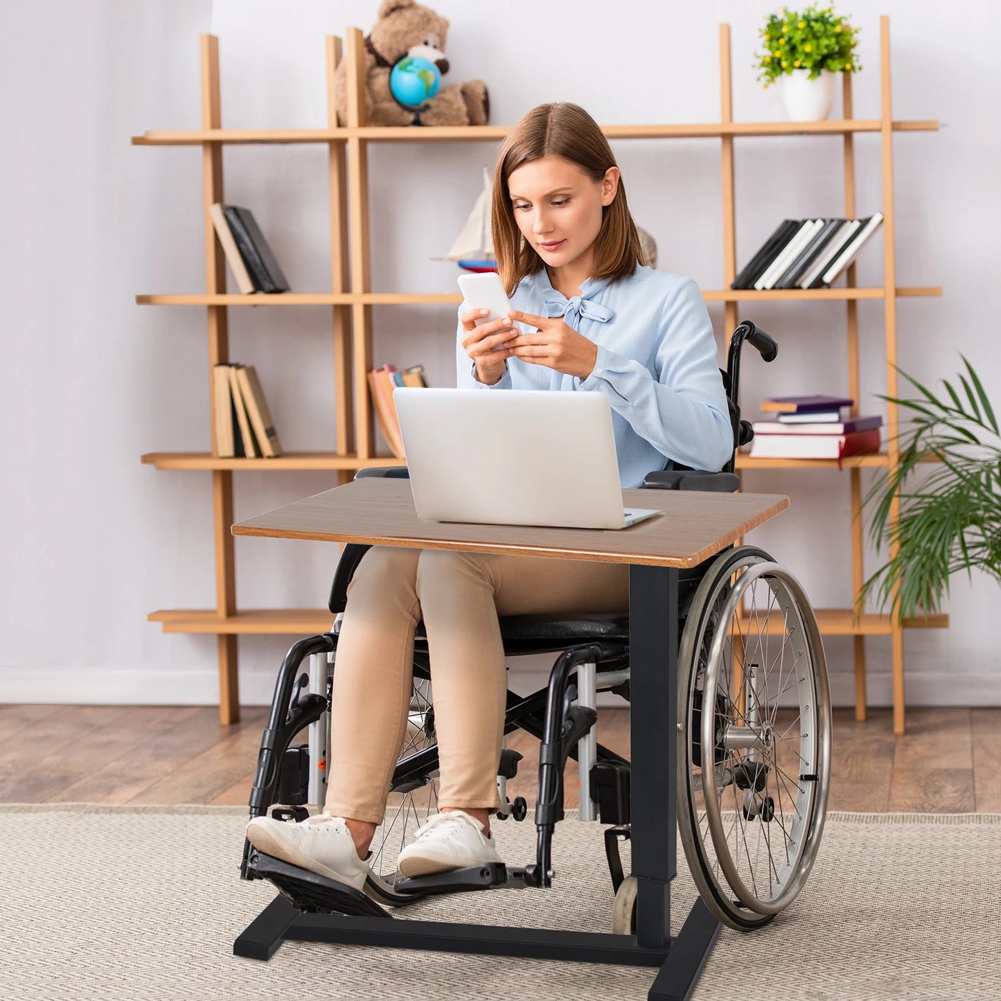 Banktafel – Nachtkastje met wielen – Laptoptafel – Laptopstandaard – Laptopbureau – Mobiel – In hoogte verstelbaar – Voor thuiswerken – Standaard voor ziekenhuis – Onze nachtkastlade - QUORE