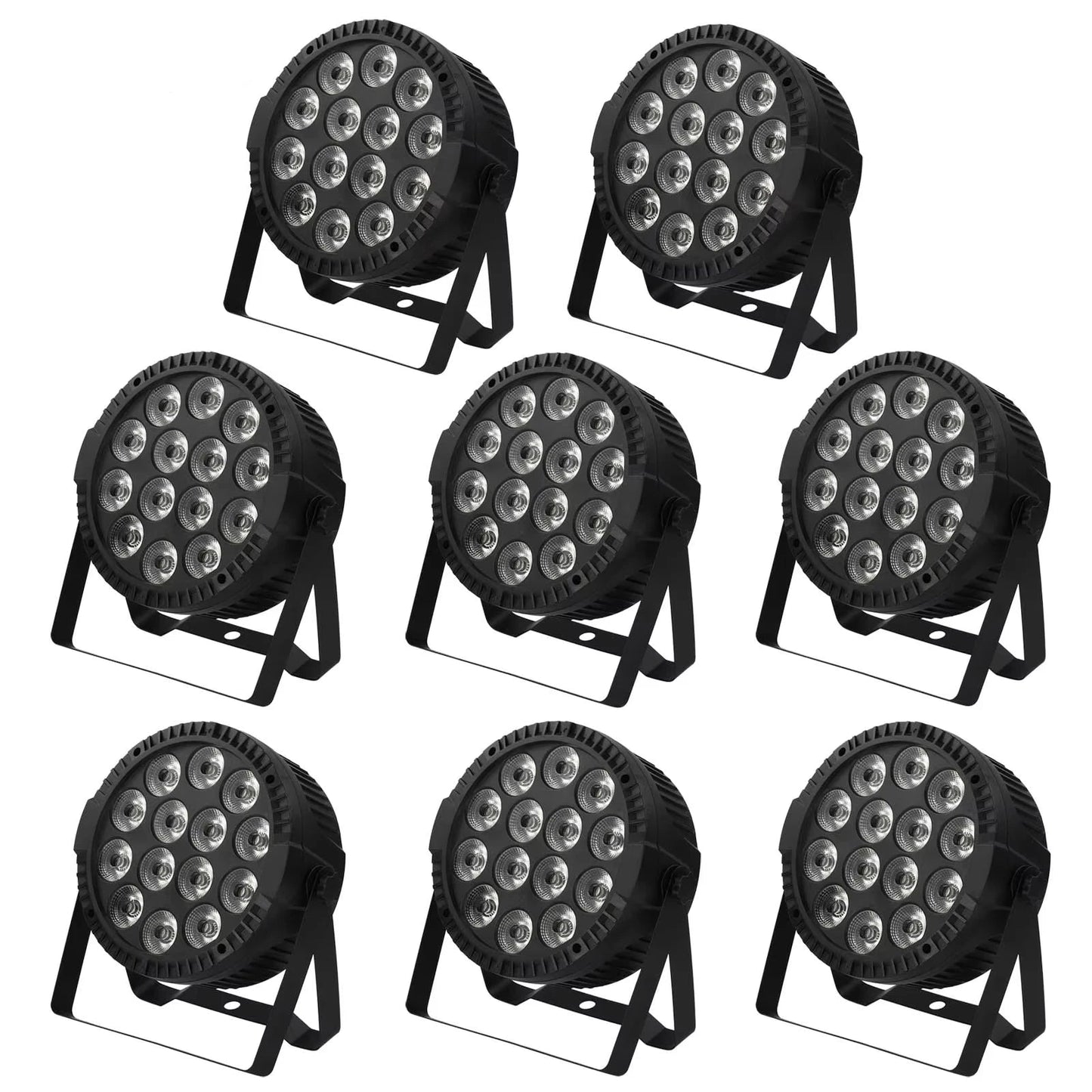LED Par Lights – Podiumverlichting – DJ Verlichting – Feestverlichting – Kleurenlamp – Set van 8 met RGBW LEDs – DMX512 Aansturing – 60W per Lamp – EU Stekker – Zwart