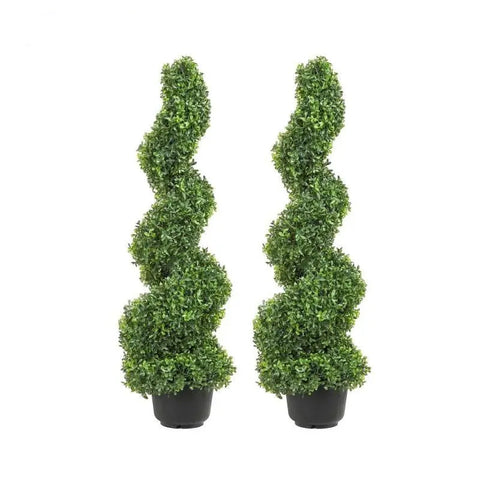 Topiary planten -1/ 2 pcs  kunstmatig planten - kunstmatig buxus - Engels buxus dubbele bal vormige - kunstmatig buxus hegpaneel - 36 inch - Groen