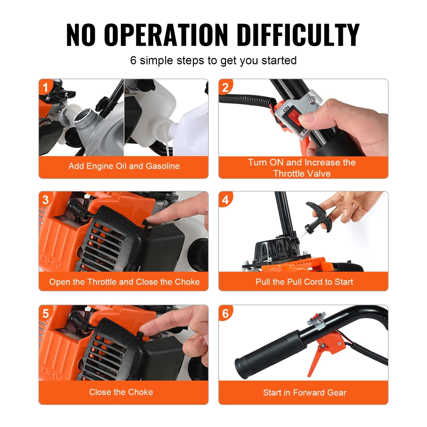 Benzine Tuinfrees - Grondfrees - Frees - Cultivator - Tuingereedschap - 31cc Motor – 4 Verstelbare Stalen Tanden - Bodemfrees - Tuinploeg - Grondfreesmachine - Geschikt voor Tuin, Gazon & Bodembewerking - QUORE