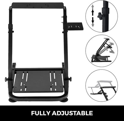 Stuurstandaard - Racing Simulator - Sim Race Stuurstandaard - Racing Wheel Stand - Verstelbaar Inklapbaar – Koolstofstaal - Zwart