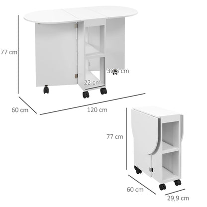 Opvouwbare Eettafel – Uitschuifbare Tafel – Compacte Tafel – Ruimtebesparende Tafel – Wieltjes Met Rem – Melamine Afwerking
