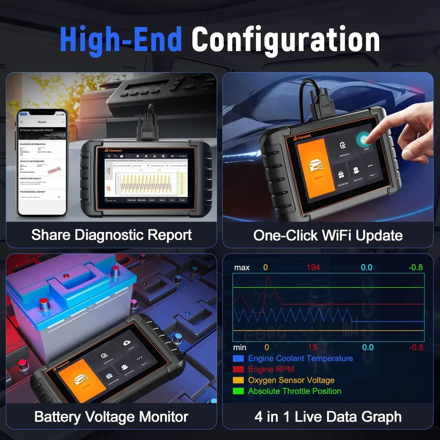 Autodiagnosetool – OBD2 Scanner – Foutcode Lezer – Auto Diagnose – 7-Inch Touchscreen – Wifi Updates