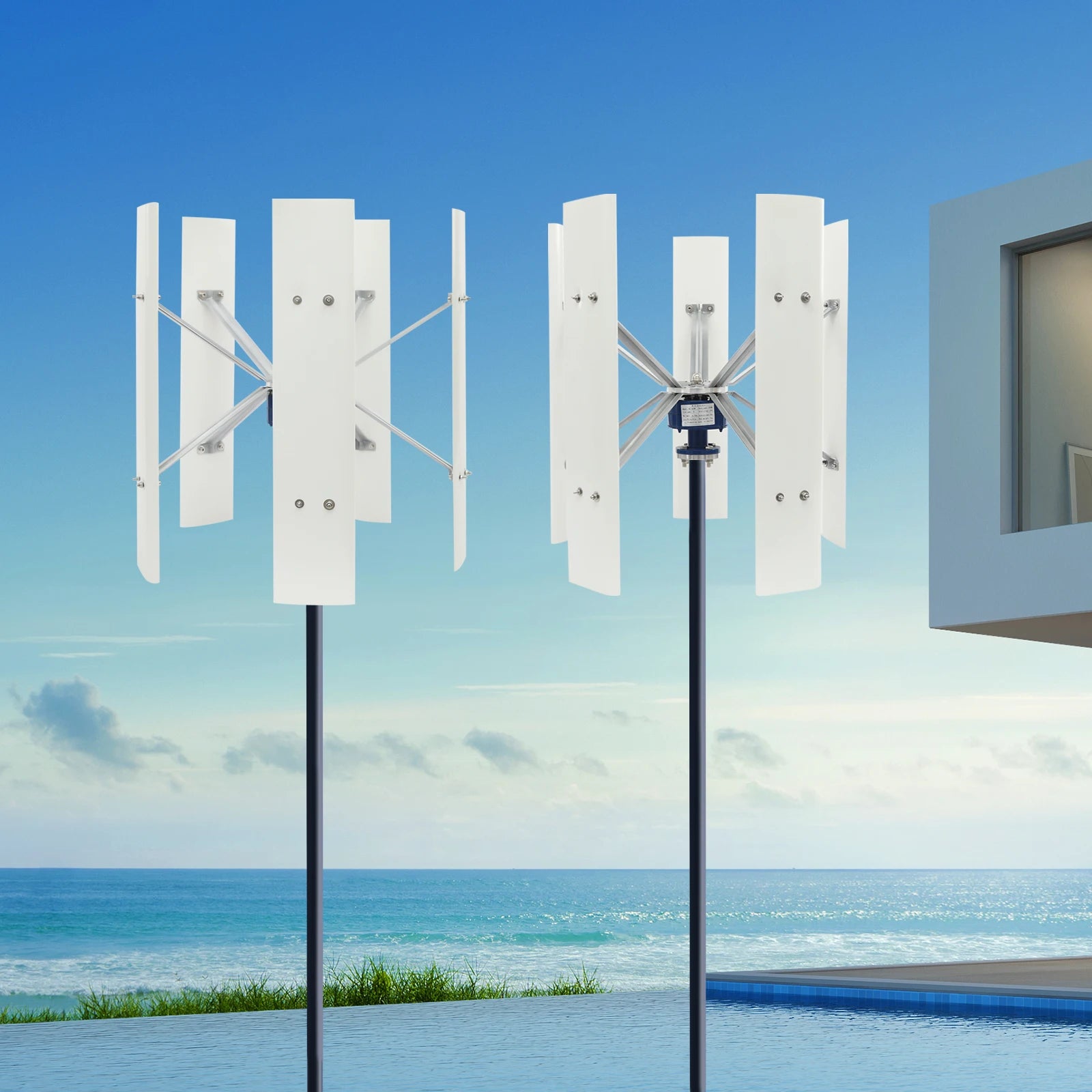 Verticale Windturbine – Windgenerator – Windmolens – Duurzame Energie – 500W Vermogen – Stil – Weerbestendig - QUORE