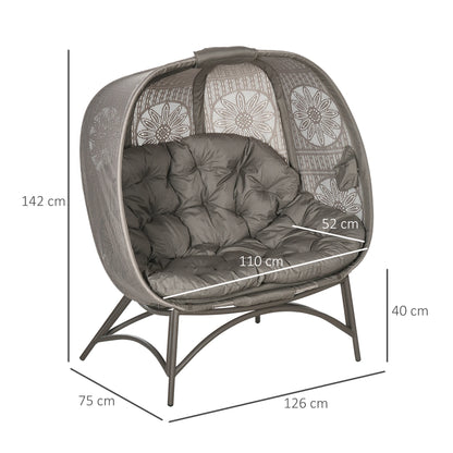 Dubbele Buitenstoel – Loungestoel – Buitenzaastoel – Balkonstoel – Tuinstoel – Inklapbaar Ontwerp – Stevig Stalen Frame