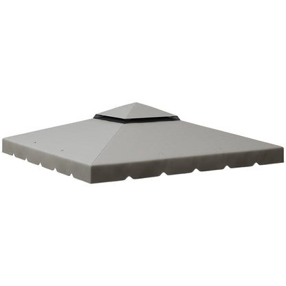 Gazebo - Tuin Dak - Reservedak - 2 Niveaus - Pergola Awning - met 170 g/m² Ademend Anti-UV Polyesterweefsel - PA-Coating - Stevig - Durzaam - voor Tuin - Buiten - 3 x 3 m - Lichtgrijs - QUORE