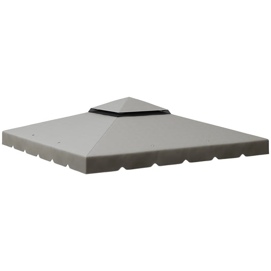 Gazebo - Tuin Dak - Reservedak - 2 Niveaus - Pergola Awning - met 170 g/m² Ademend Anti-UV Polyesterweefsel - PA-Coating - Stevig - Durzaam - voor Tuin - Buiten - 3 x 3 m - Lichtgrijs - QUORE
