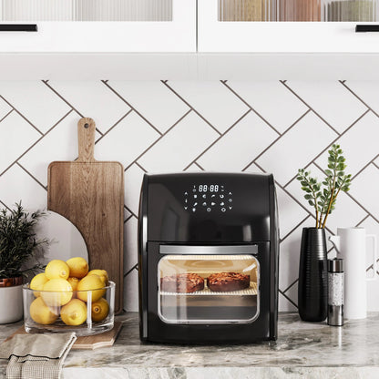 Airfryer - Heteluchtfriteuse - Keukenapparaten - met LED-Touchscreen - Timer - 8 Programma's - 1800W - 12L - 220-240V - 50Hz-60Hz - 35 x 33.5 x 40 cm - Zwart
