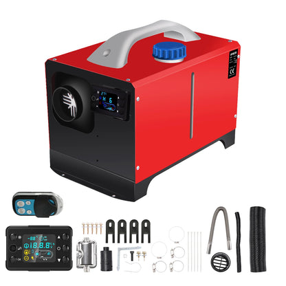 Standkachel - Diesel - 5KW - All-in-One 12V 24V- Luchtverwarmer - met Intelligente LCD-monitor en Afstandsbediening - met Geluiddemper voor RV - Truck - Boot - Camper - Auto - Trailer - Technische Voertuigen - Oranje