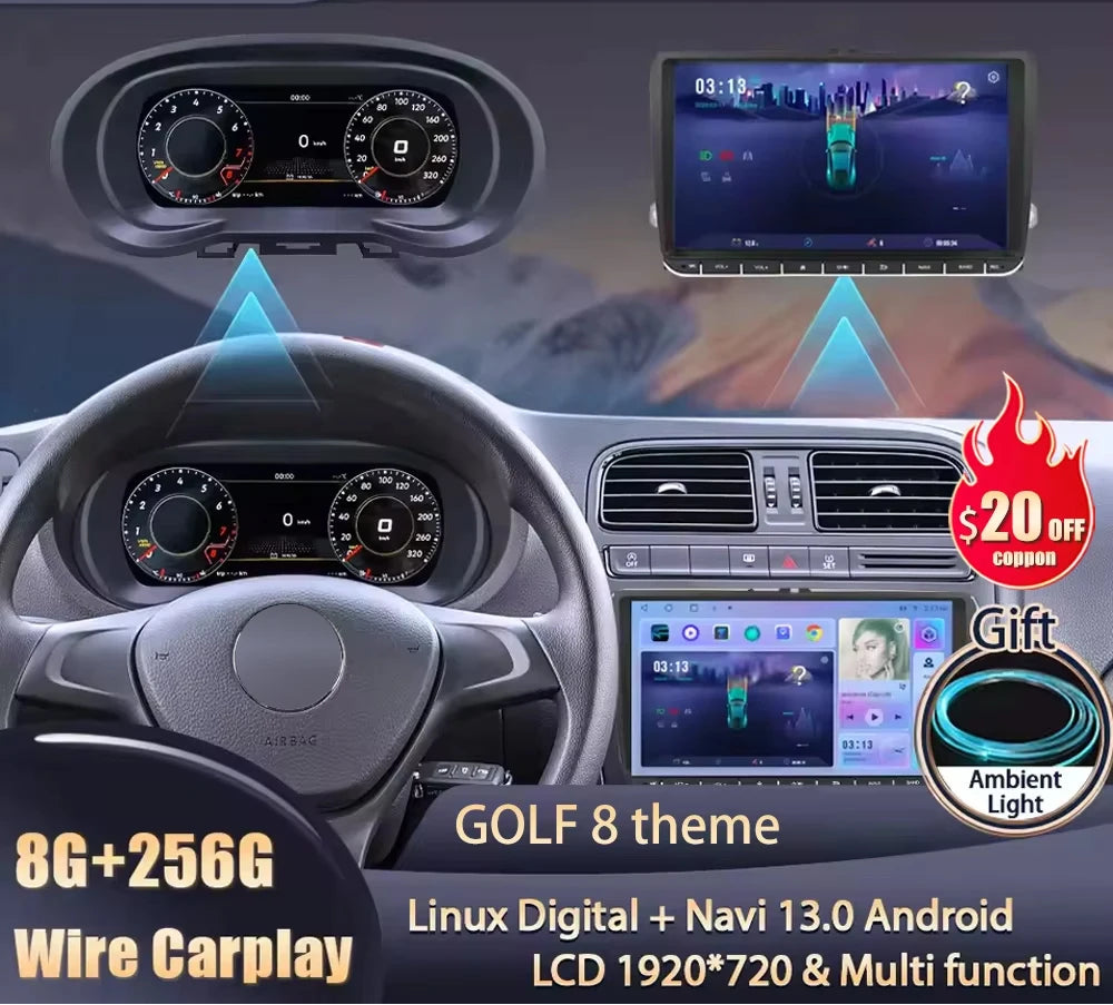 Dashboard Display – Digitaal Dashboard – Auto Display – Navigatiescherm – Multimedia Scherm – 9 Inch HD LCD – Android Speler