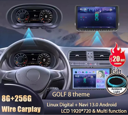 Digitaal Dashboard – Multimedia Display – Cockpit Paneel – Auto Dashboard – Navigatiescherm – 9 Inch HD IPS Scherm – Android 13.0 Systeem – Bluetooth 5.0 & Draadloze CarPlay – 8GB RAM 128GB Opslag – Speciaal Voor VW Polo 6R 2008-2016