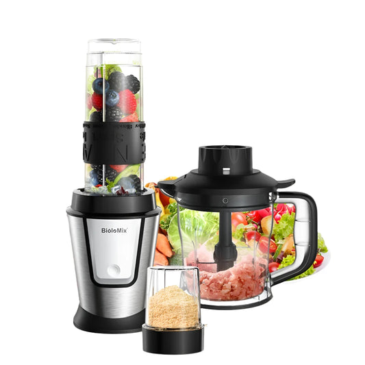 BioloMix - Keukenmachines - Hakmachines en Droogmolen - Blender - 700W 3-in-1 Multifunctioneel - QUORE