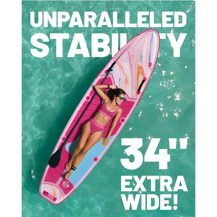 Opblaasbaar SUP-Board – Stand-Up Paddleboard – Sup – Peddelboard – Waterboard – 175 Kg Draagvermogen – Duurzaam PVC-Materiaal - Roze