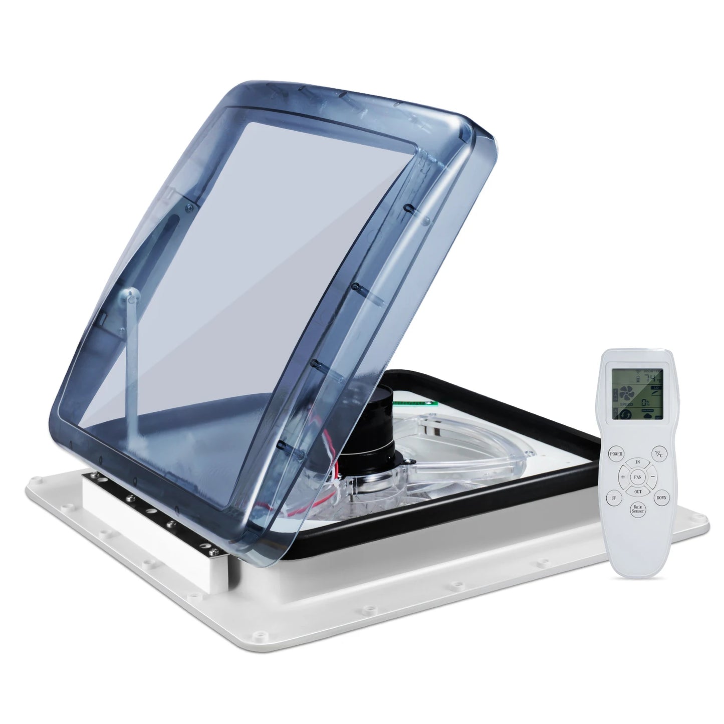 Dakventilator Camper – Ventilatieluik – Dakventilator Caravan – Ventilatieventilator – 10 Snelheden – Regenfunctie & Temperatuurbewaking