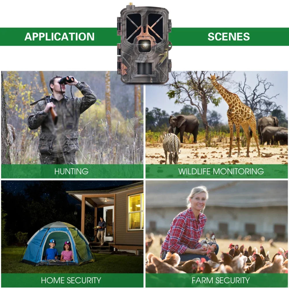 Wildcamera – Trailcamera – Jachtcamera – Wildlife Camera – Buitencamera – 36MP Foto’s – 4K Video Met Nachtzicht