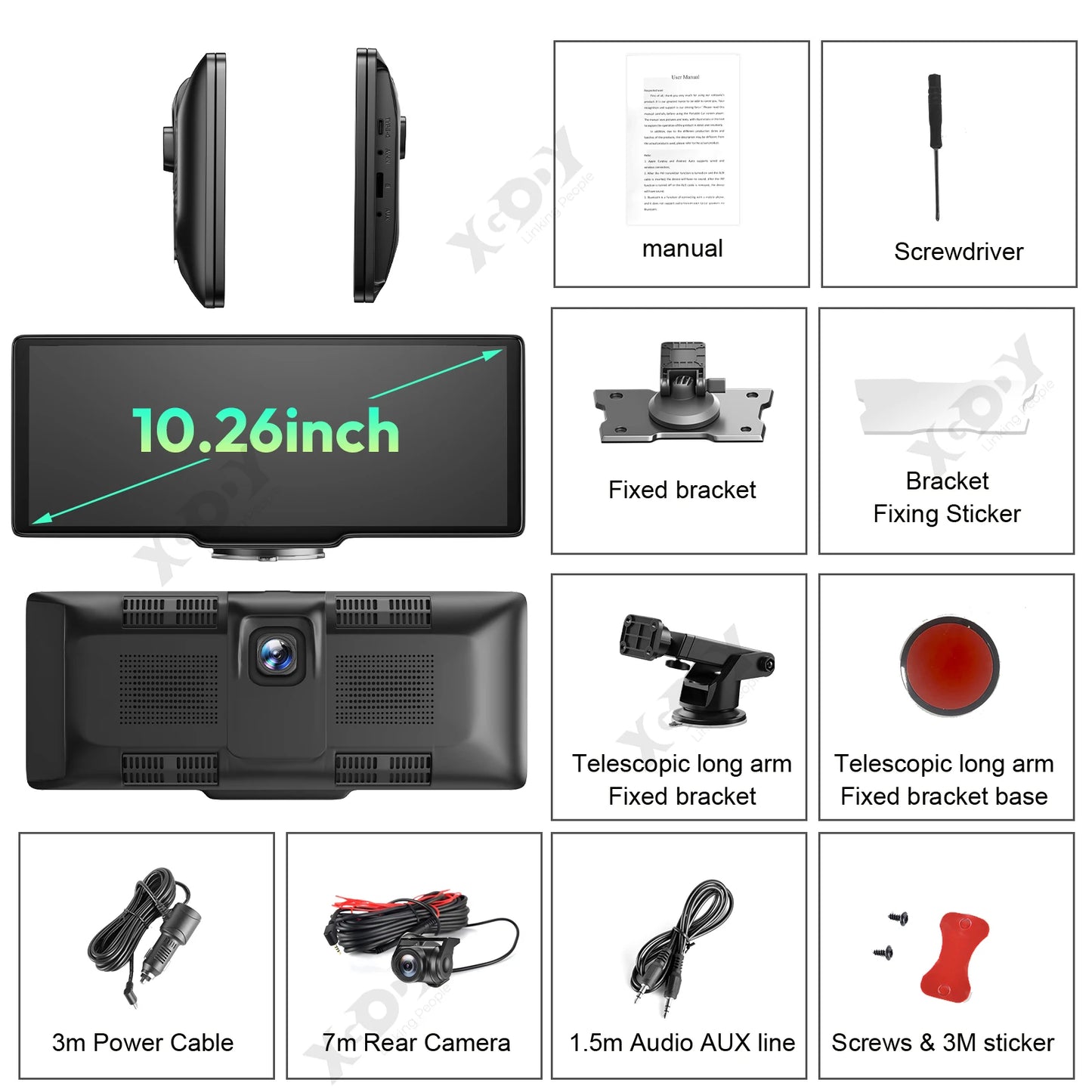 Dashcam Spiegel - Navigatiesysteem Auto - Dashcam voor auto - GPS Navigatie - Draadloze - 4K DVR - Bluetooth Audio - ADAS Systeem - 10.26" - Achteruitrijcamera