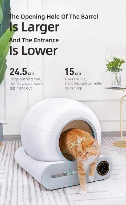 Automatische Kattenbak - Kattenbakvulling - Kattentoilet - met Mat - Zelfreinigende Functie - App Controle - Ionische Geurverwijderende Sterilisatie - 48 x 50 cm - Wit